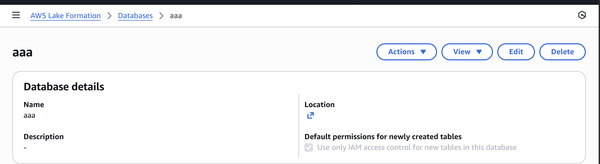 Use only IAM access control for new tables in this database が有効な Database